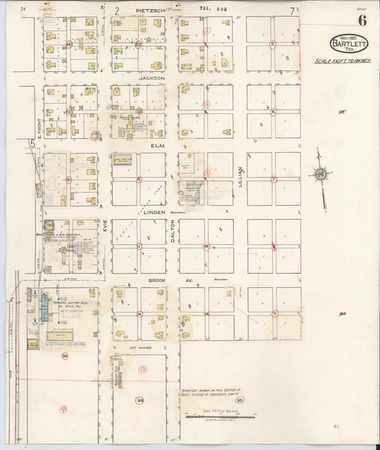 Sanborn Fire Insurance Map from Bartlett, Bell and Williamson Counties, Texas (1940), Sheet #0006 - Historic Sanborn Fire Insurance Map Print, vintage old map wall art, antique decor, genealogy gift, Texas Texas map