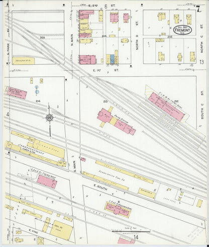 Sanborn Fire Insurance Map from Fremont, Dodge County, Nebraska (1920), Sheet #0007 - Complete Map Set gallery image, historic Sanborn map, vintage wall art, Nebraska Nebraska