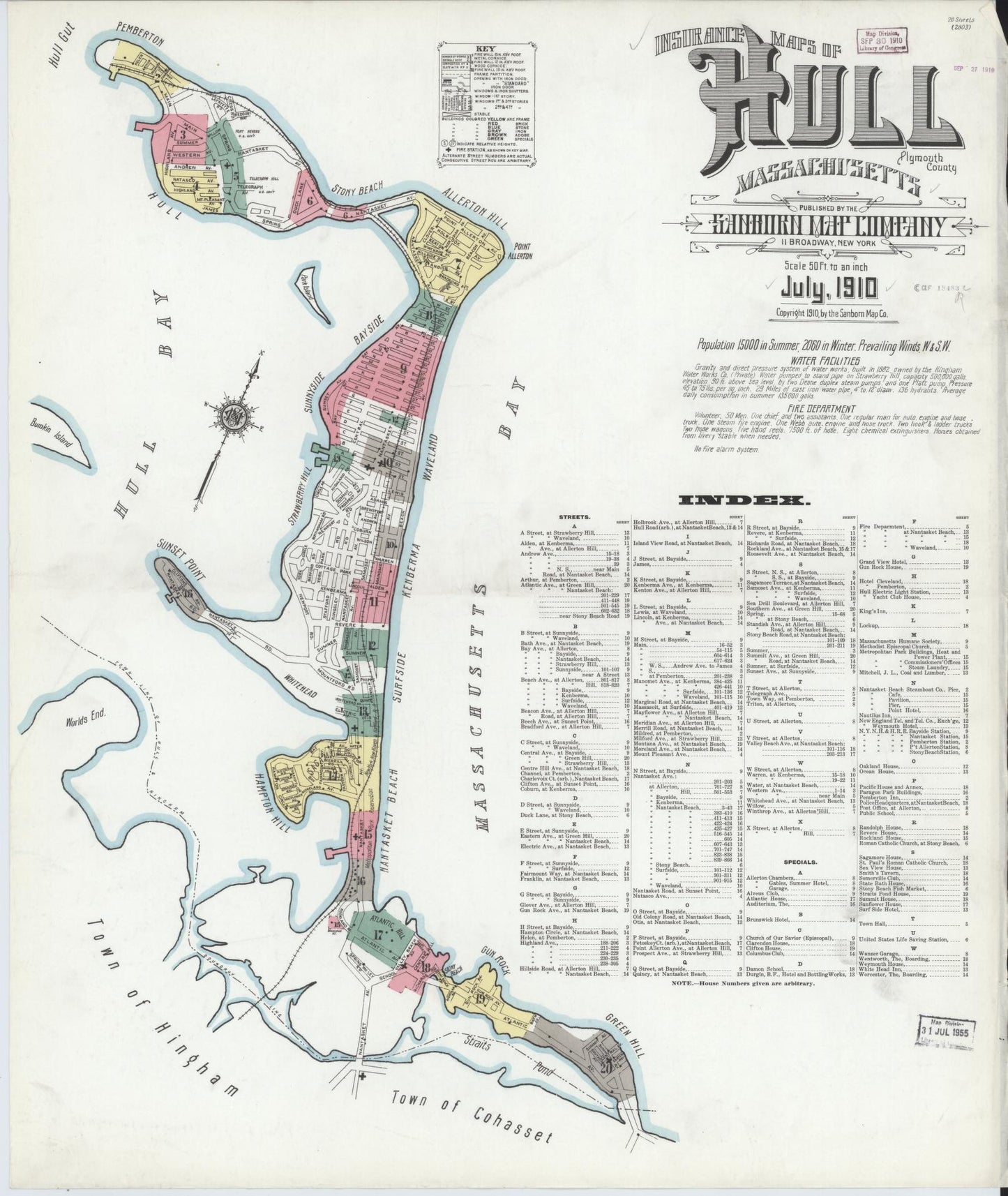 Sanborn Fire Insurance Map from Hull, Plymouth County, Massachusetts. (1910) – Historic Sanborn Fire Insurance Map Print
