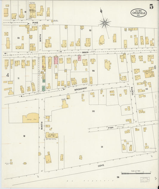 Sanborn Fire Insurance Map from Crisfield, Somerset County, Maryland (1904), Sheet #0005 - Historic Sanborn Fire Insurance Map Print, vintage old map wall art, antique decor, genealogy gift, Maryland Maryland map