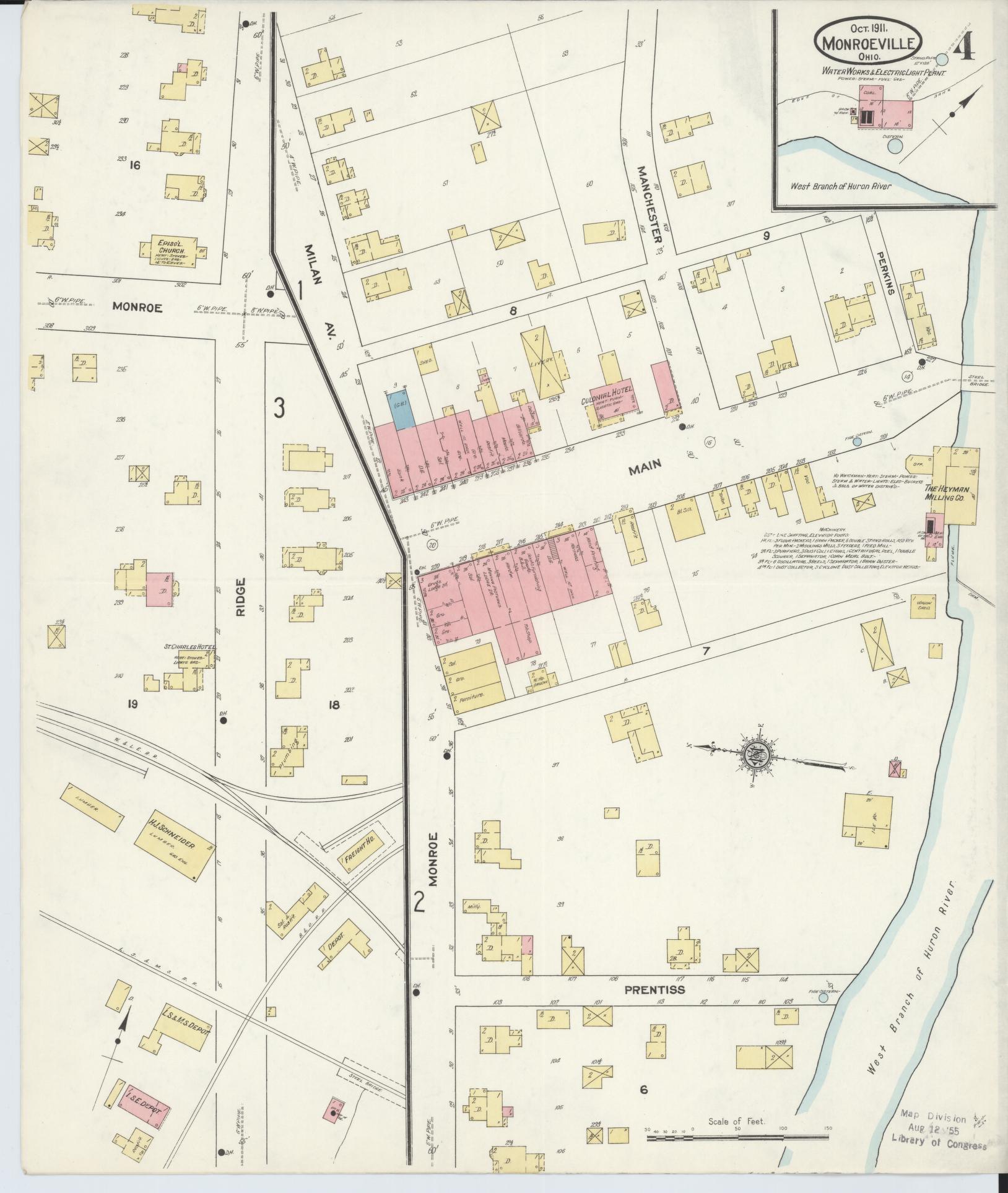 Sanborn Fire Insurance Map from Monroeville, Huron County, Ohio (1911), Sheet #0004 - Complete Map Set gallery image, historic Sanborn map, vintage wall art, Ohio Ohio