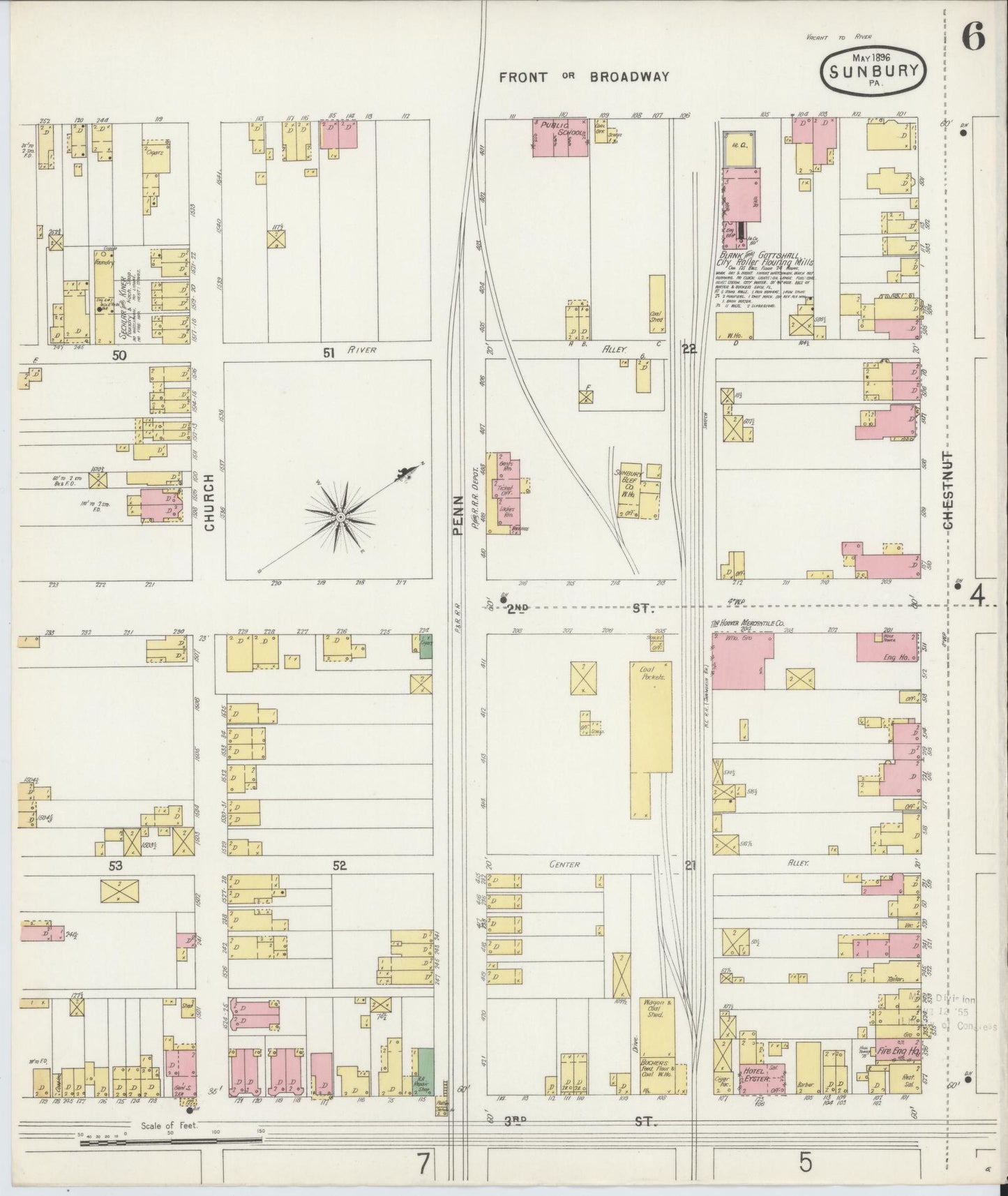 Sanborn Fire Insurance Map from Sunbury, Northumberland County, Pennsylvania (1896), Sheet #0006 - Complete Map Set gallery image, historic Sanborn map, vintage wall art, Pennsylvania Pennsylvania