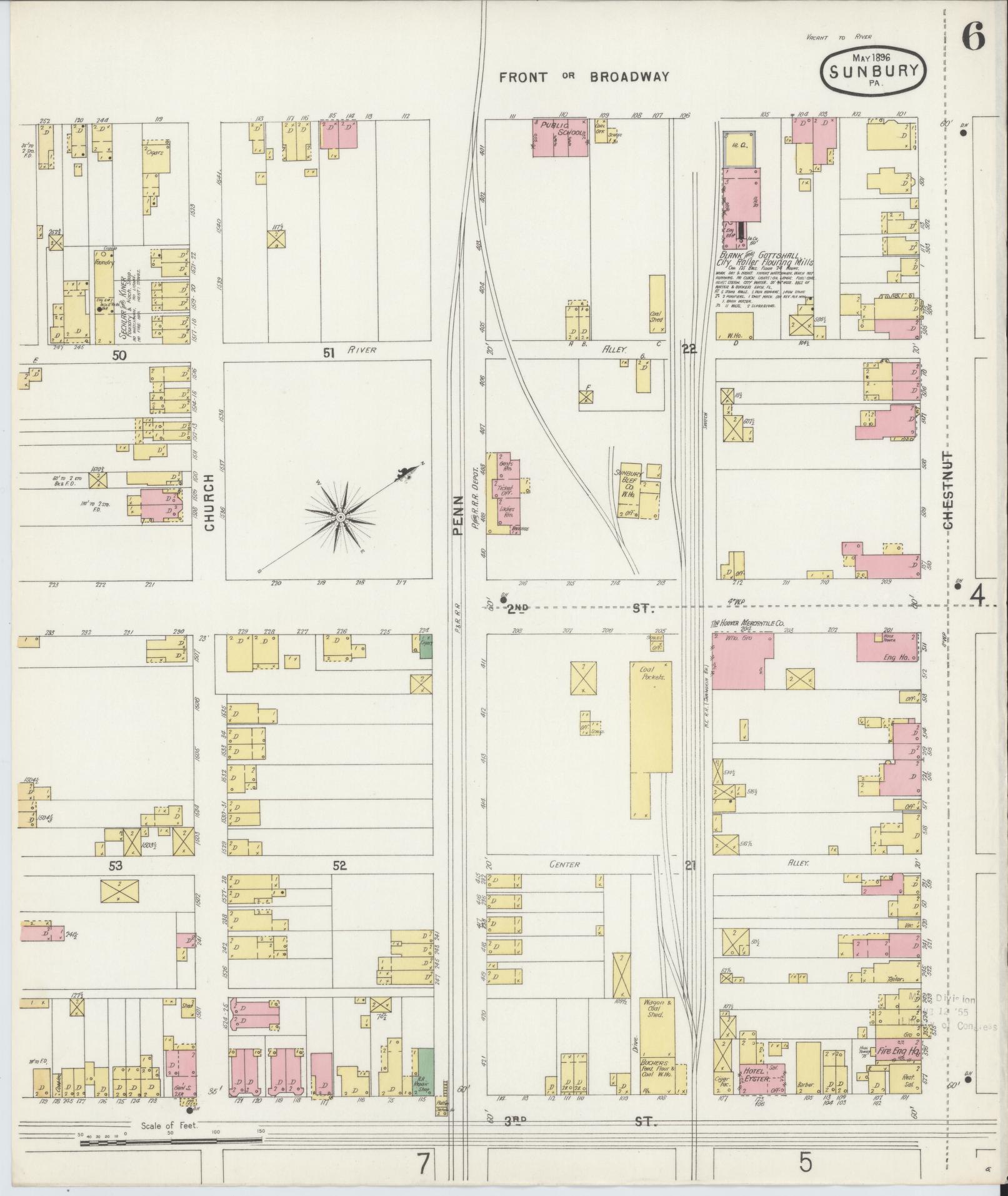 Sanborn Fire Insurance Map from Sunbury, Northumberland County, Pennsylvania (1896), Sheet #0006 - Complete Map Set gallery image, historic Sanborn map, vintage wall art, Pennsylvania Pennsylvania
