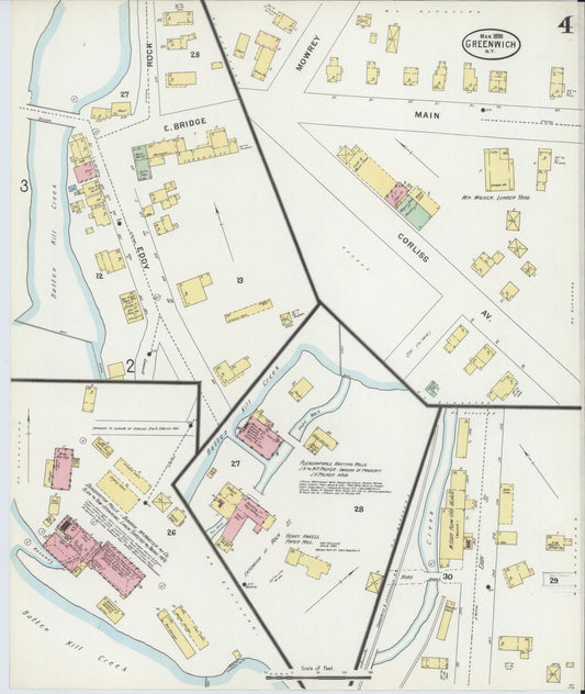 Sanborn Fire Insurance Map from Greenwich, Washington County, New York (1898), Sheet #0004 - Historic Sanborn Fire Insurance Map Print, vintage old map wall art, antique decor, genealogy gift, New York New York map
