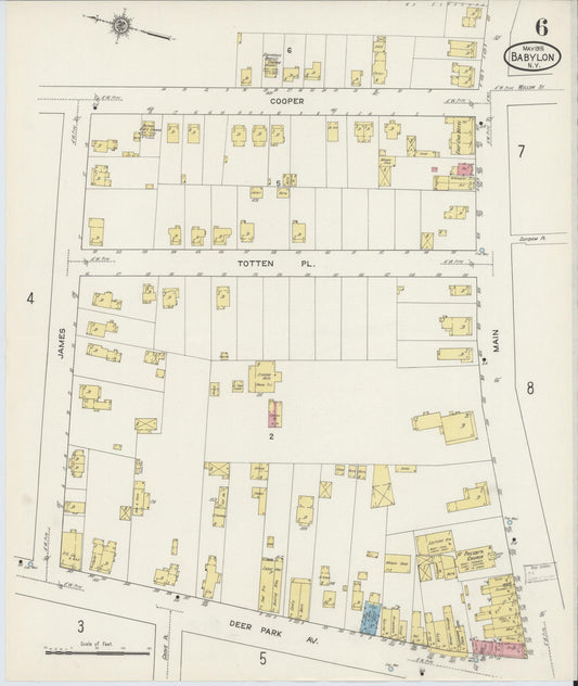 Sanborn Fire Insurance Map from Babylon, Suffolk County, New York (1915), Sheet #0006 - Historic Sanborn Fire Insurance Map Print, vintage old map wall art, antique decor, genealogy gift, New York New York map