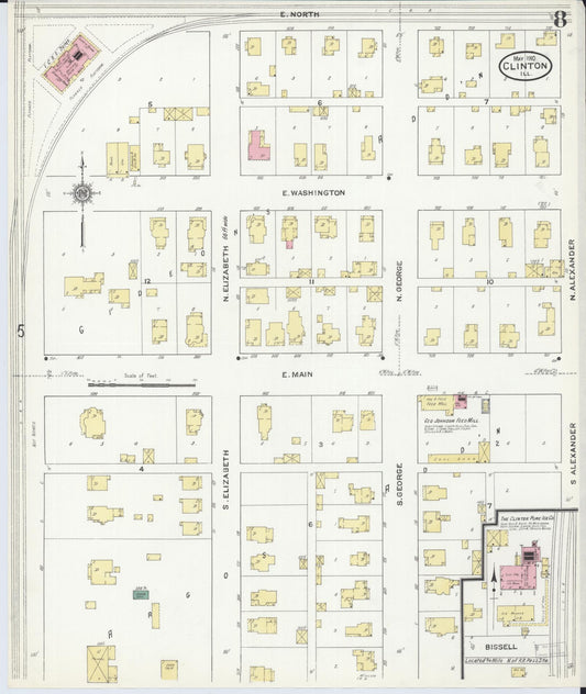 Sanborn Fire Insurance Map from Clinton, De Witt County, Illinois (1910), Sheet #0008 - Historic Sanborn Fire Insurance Map Print, vintage old map wall art, antique decor, genealogy gift, Illinois Illinois map