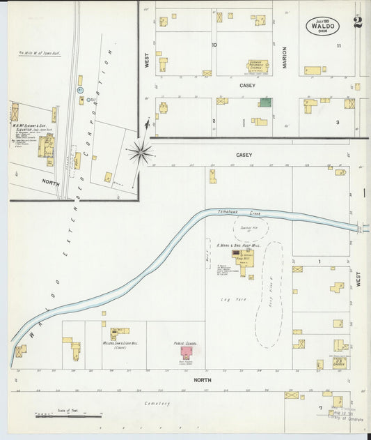 Sanborn Fire Insurance Map from Waldo, Marion County, Ohio (1901), Sheet #0002 - Historic Sanborn Fire Insurance Map Print, vintage old map wall art, antique decor, genealogy gift, Ohio Ohio map