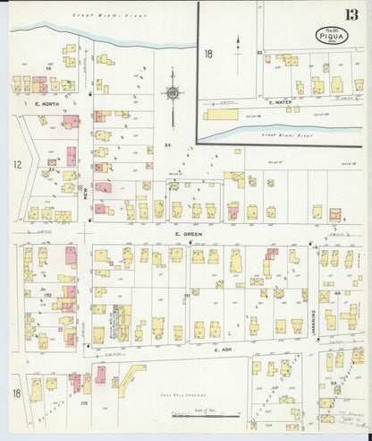 Sanborn Fire Insurance Map from Piqua, Miami County, Ohio (1911), Sheet #0013 - Complete Map Set gallery image, historic Sanborn map, vintage wall art, Ohio Ohio
