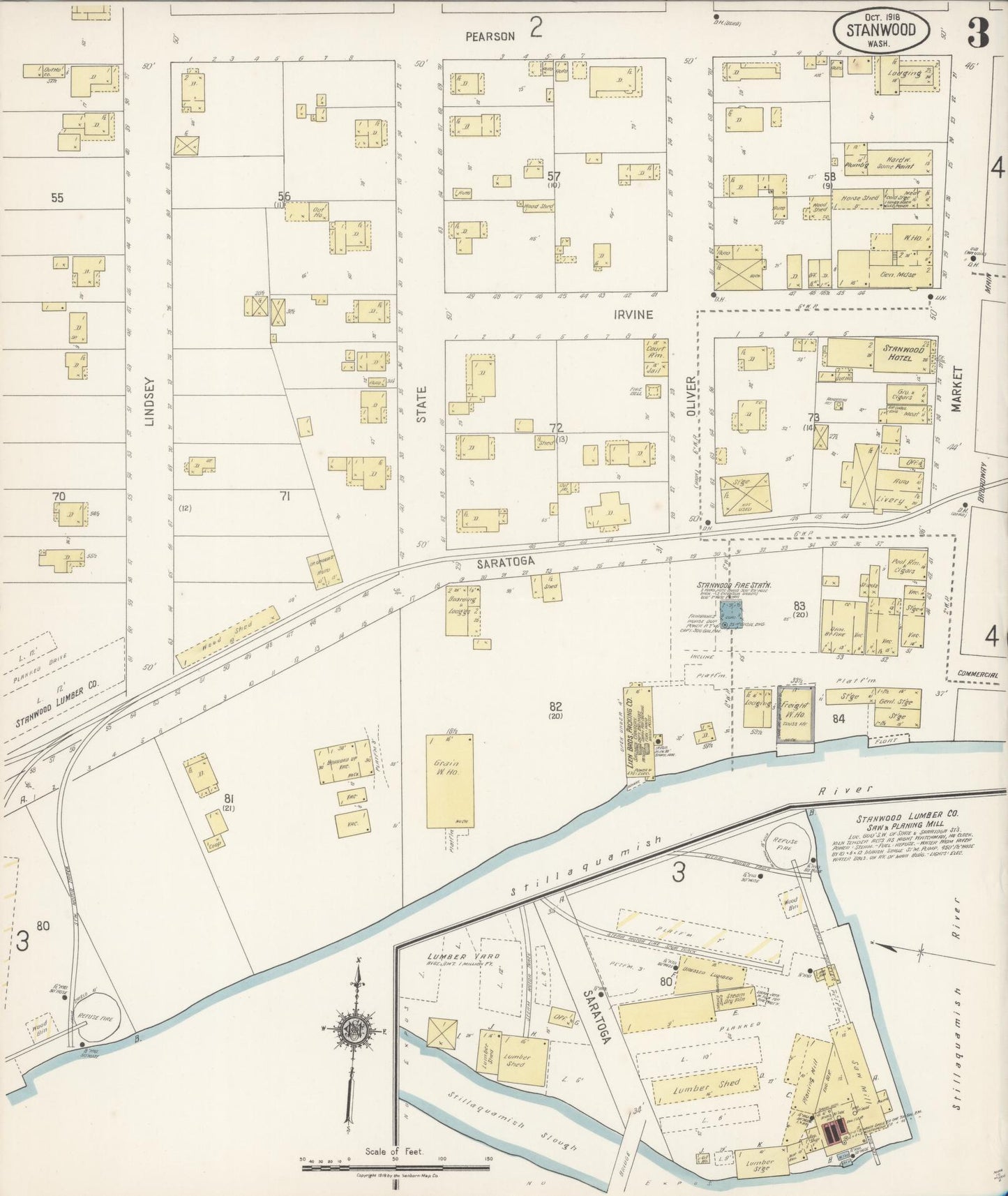 Sanborn Fire Insurance Map from Stanwood, Snohomish County, Washington (1918), Sheet #0003 - Complete Map Set gallery image, historic Sanborn map, vintage wall art, Washington Washington