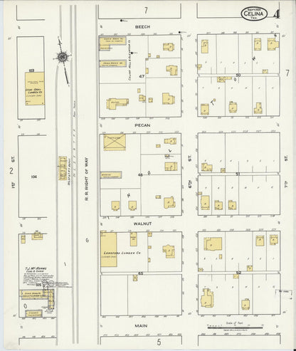 Sanborn Fire Insurance Map from Celina, Collin County, Texas (1920), Sheet #0004 - Complete Map Set gallery image, historic Sanborn map, vintage wall art, Texas Texas