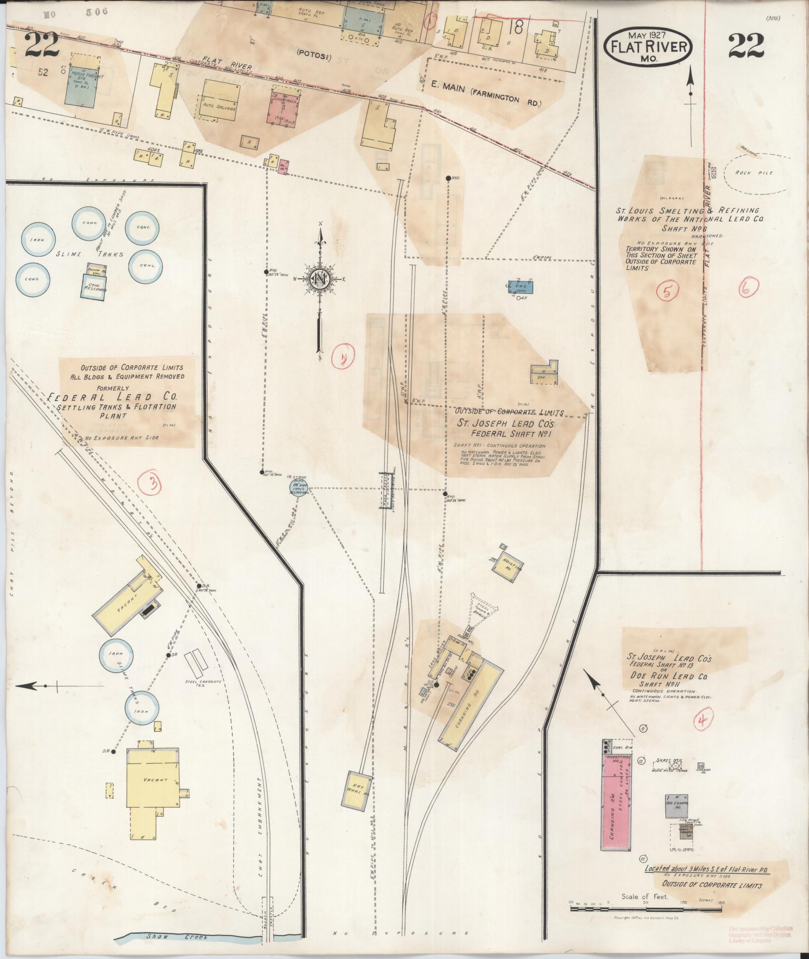 Sanborn Fire Insurance Map from Flat River, Saint Francois County, Missouri (1938), Sheet #0022 - Historic Sanborn Fire Insurance Map Print, vintage old map wall art, antique decor, genealogy gift, Missouri Missouri map