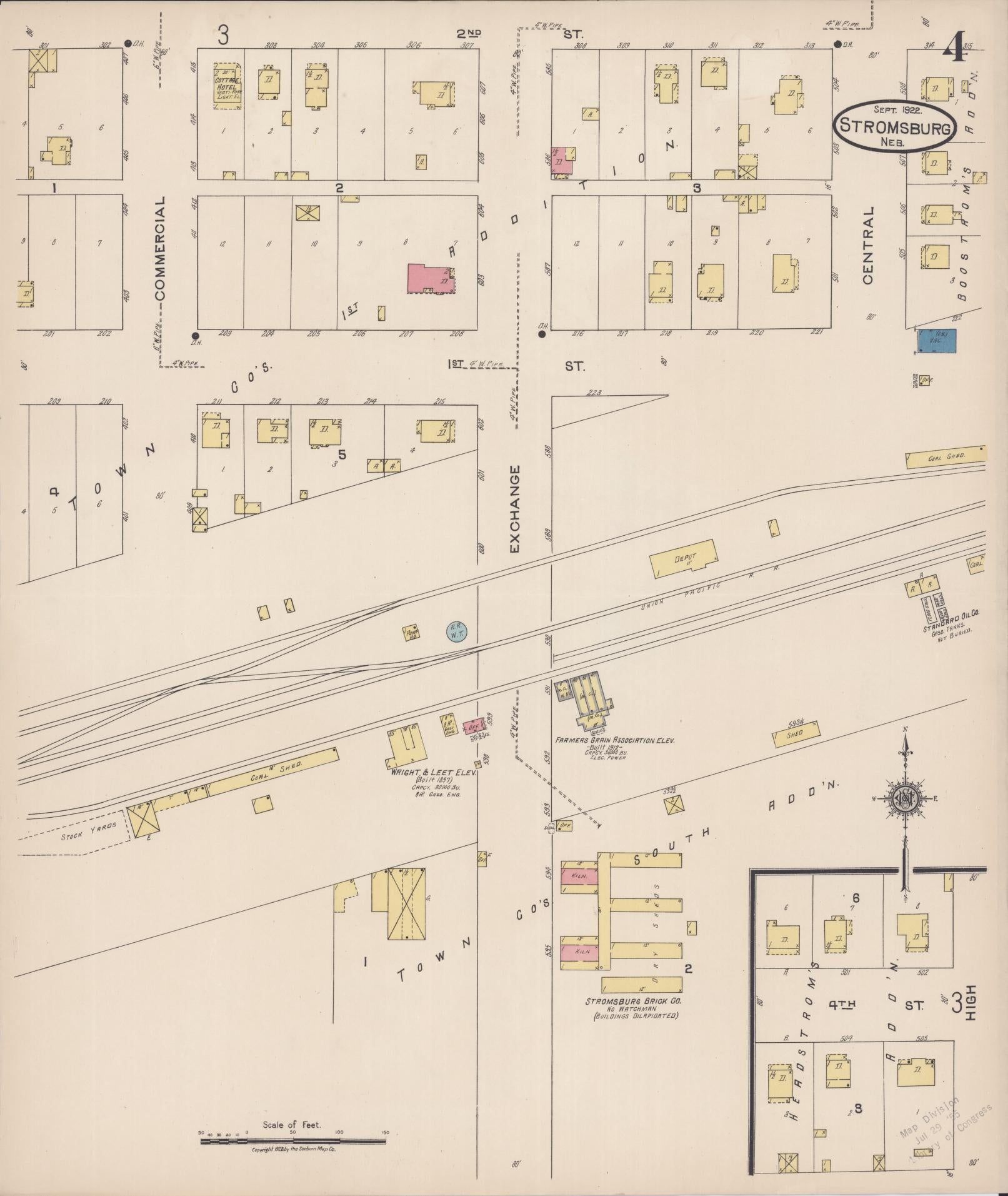 Sanborn Fire Insurance Map from Stromsburg, Polk County, Nebraska (1922), Sheet #0004 - Historic Sanborn Fire Insurance Map Print, vintage old map wall art, antique decor, genealogy gift, Nebraska Nebraska map