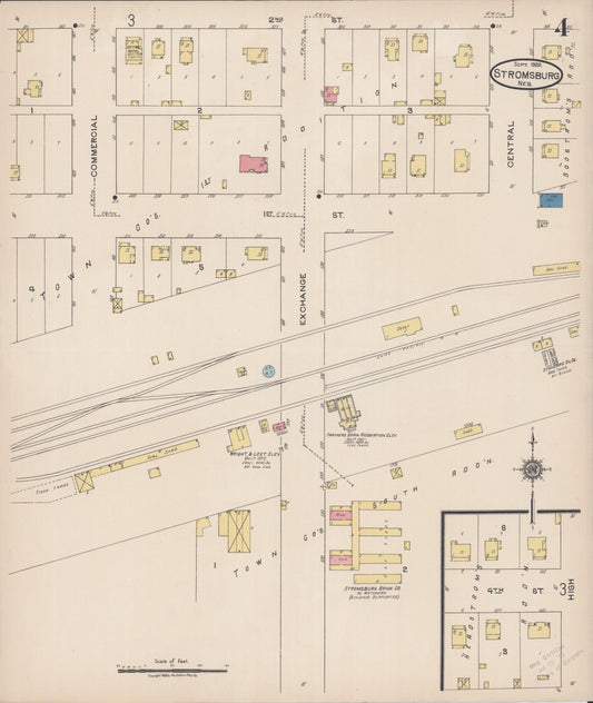 Sanborn Fire Insurance Map from Stromsburg, Polk County, Nebraska (1922), Sheet #0004 - Historic Sanborn Fire Insurance Map Print, vintage old map wall art, antique decor, genealogy gift, Nebraska Nebraska map
