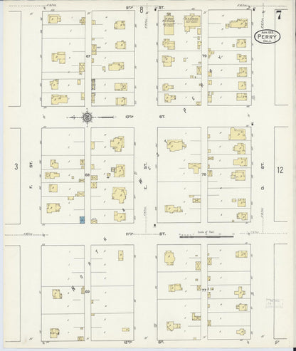 Sanborn Fire Insurance Map from Perry, Noble County, Oklahoma (1913), Sheet #0007 - Complete Map Set gallery image, historic Sanborn map, vintage wall art, Oklahoma Oklahoma