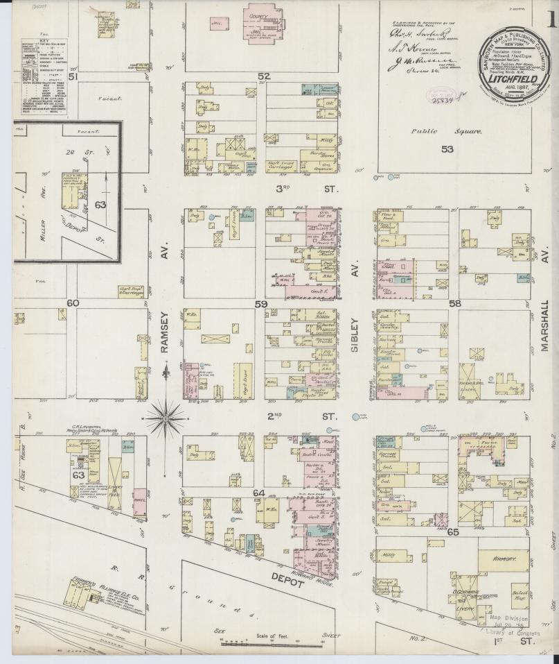 Sanborn Fire Insurance Map from Litchfield, Meeker County, Minnesota. (1887) – Map View