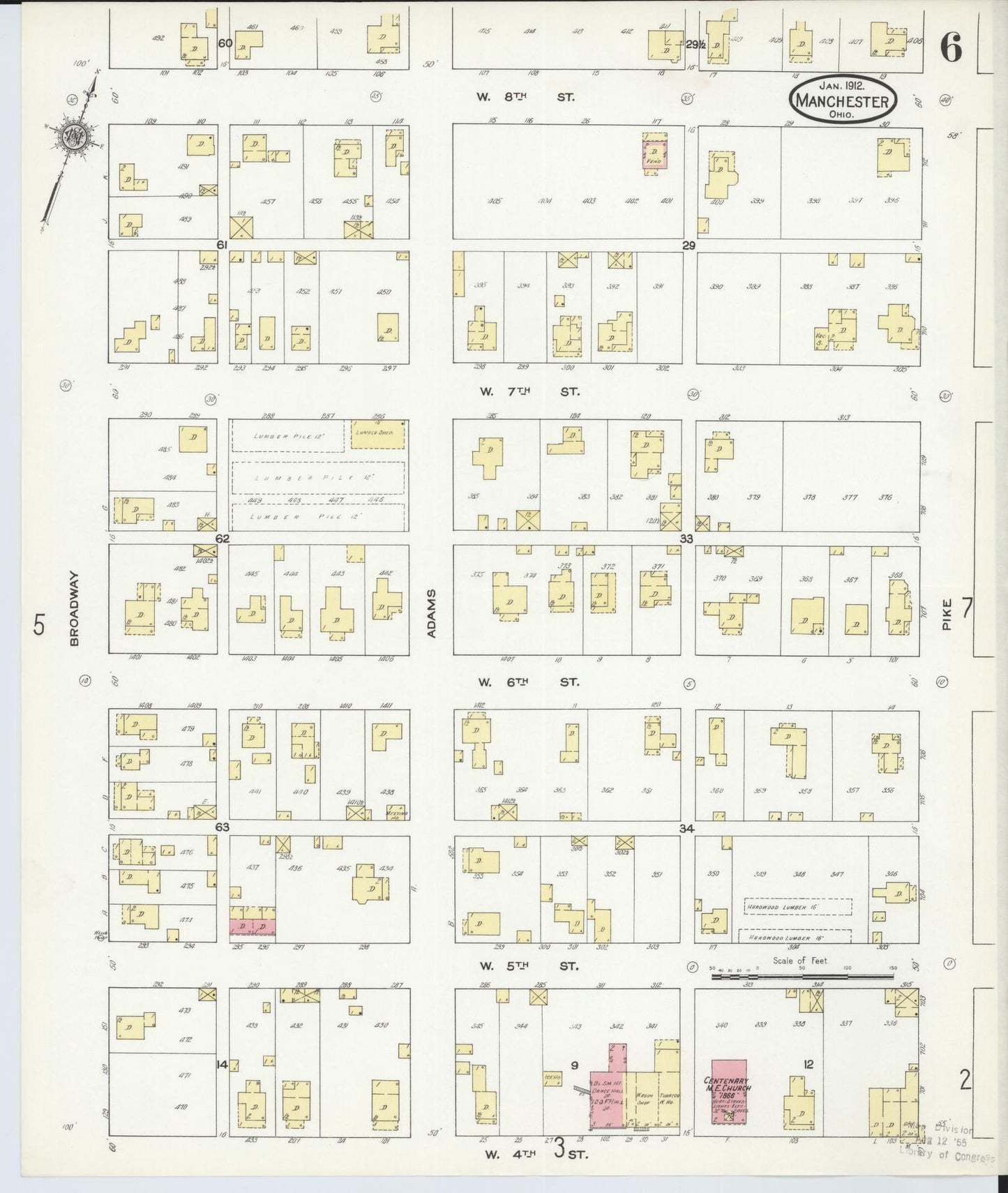 Sanborn Fire Insurance Map from Manchester, Adams County, Ohio. (1912), Sheet 6 – Historic Sanborn Fire Insurance Map Print