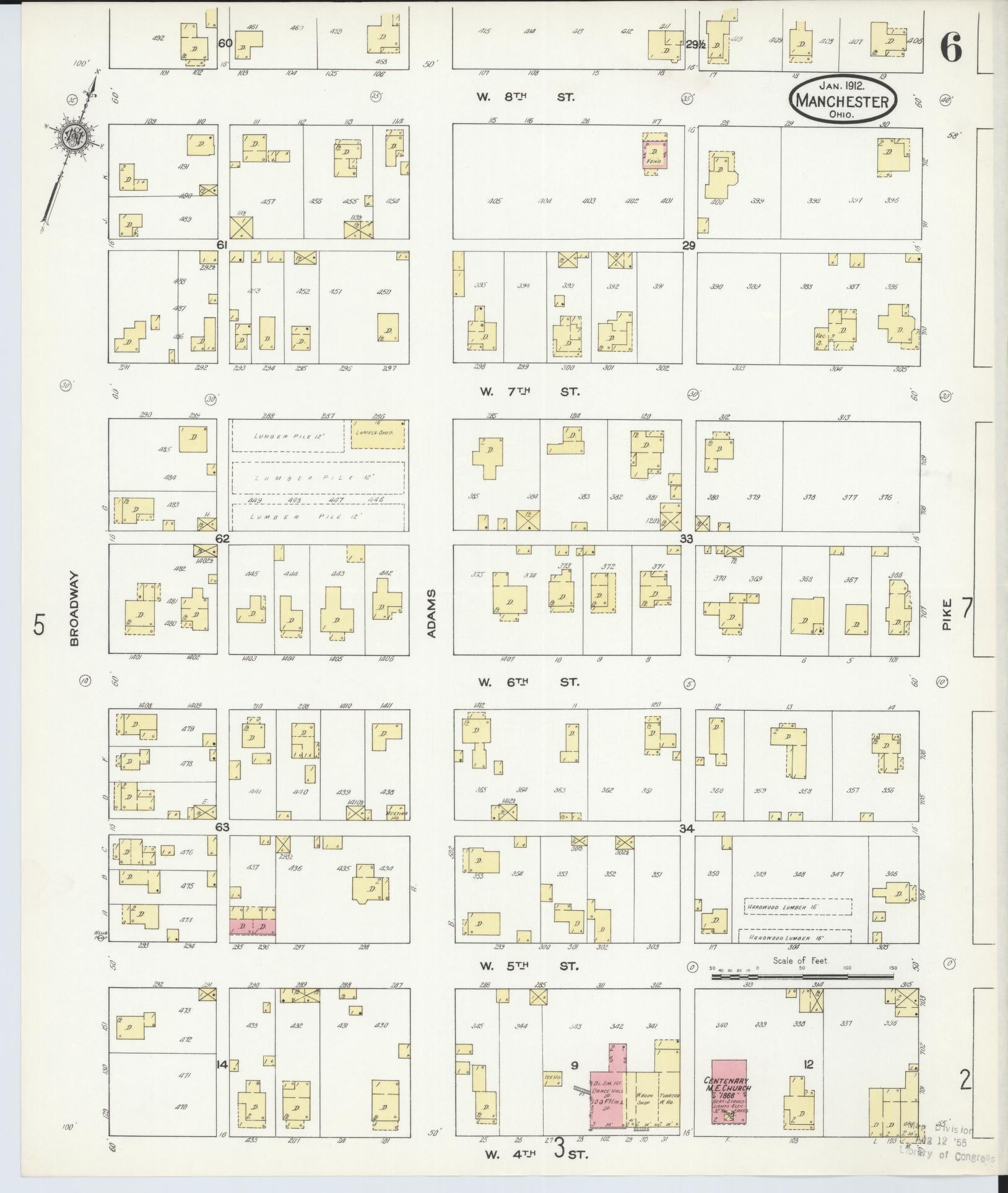 Sanborn Fire Insurance Map from Manchester, Adams County, Ohio. (1912), Sheet 6 – Historic Sanborn Fire Insurance Map Print