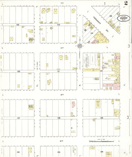 Sanborn Fire Insurance Map from Rupert, Minidoka County, Idaho (1911), Sheet #0002 - Historic Sanborn Fire Insurance Map Print, vintage old map wall art, antique decor, genealogy gift, Idaho Idaho map