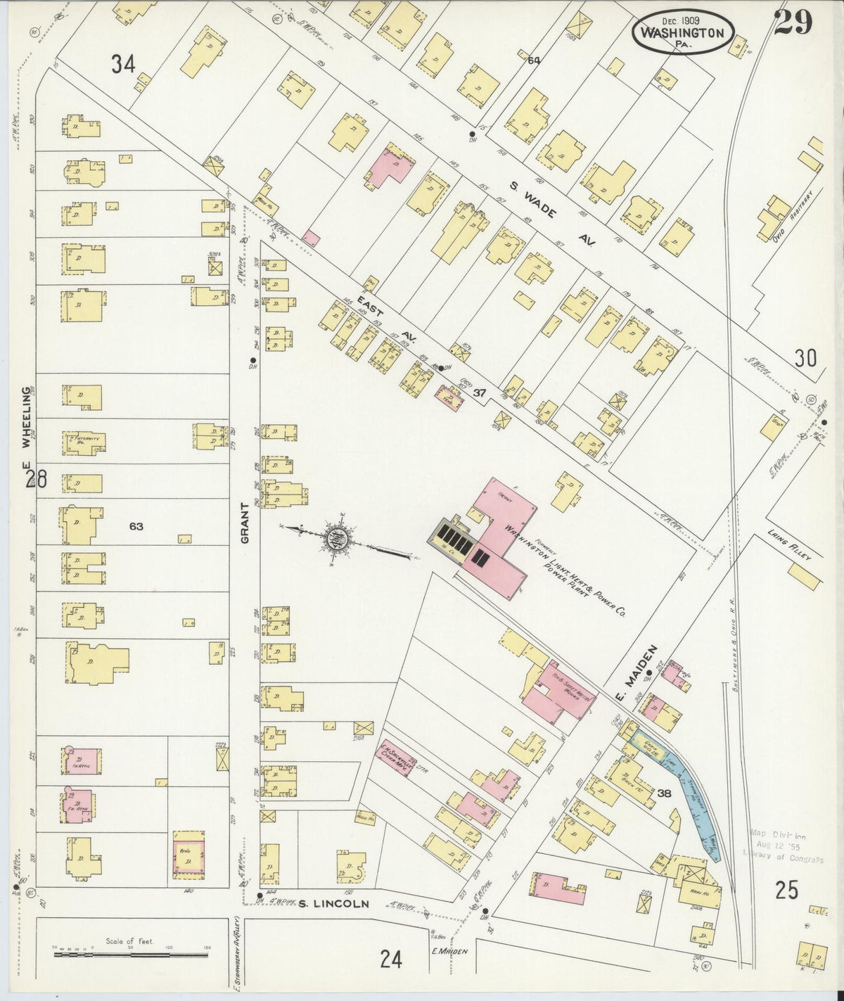 Sanborn Fire Insurance Map from Washington, Washington County, Pennsylvania (1909), Sheet #0029 - Complete Map Set gallery image, historic Sanborn map, vintage wall art, Sanborn Fire Insurance Map from Washington Washington