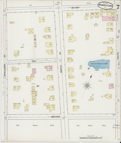 Sanborn Fire Insurance Map from Morristown, Morris County, New Jersey (1890), Sheet #0007 - Complete Map Set gallery image, historic Sanborn map, vintage wall art, New Jersey New Jersey
