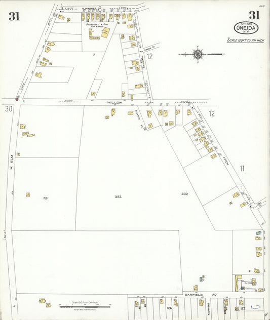 Sanborn Fire Insurance Map from Oneida, Madison County, New York (1923), Sheet #0031 - Historic Sanborn Fire Insurance Map Print, vintage old map wall art, antique decor, genealogy gift, New York New York map