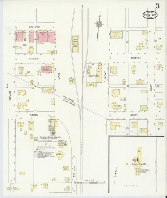 Sanborn Fire Insurance Map from Kenton, Obion And Gibson Counties, Tennessee (1912), Sheet #0003 - Historic Sanborn Fire Insurance Map Print, vintage old map wall art, antique decor, genealogy gift, Tennessee Tennessee map