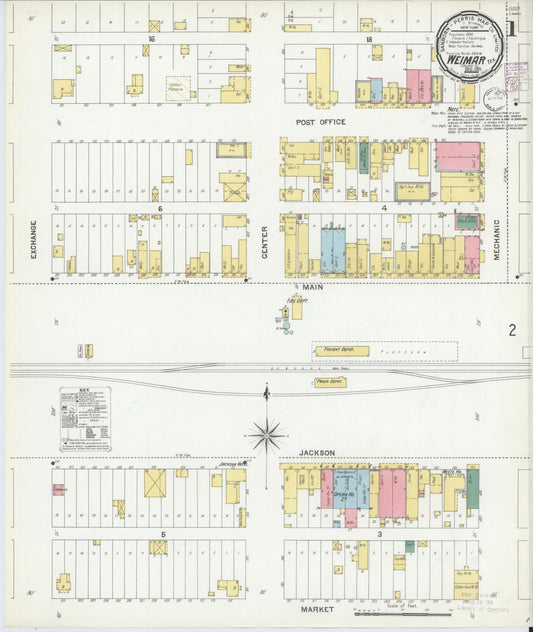 Sanborn Fire Insurance Map from Weimar, Colorado County, Texas (1901), Sheet #0001 - Historic Sanborn Fire Insurance Map Print, vintage old map wall art, antique decor, genealogy gift, Texas Texas map