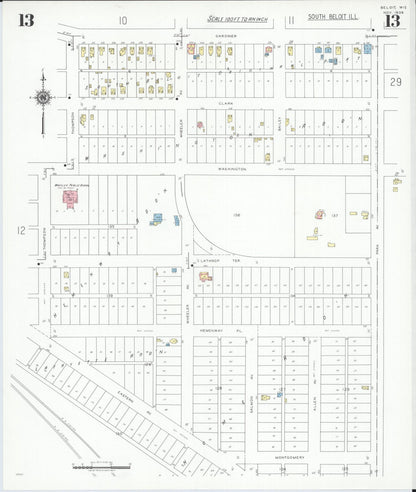Sanborn Fire Insurance Map from Beloit, Rock County, Wisconsin (1939), Sheet #0013 - Complete Map Set gallery image, historic Sanborn map, vintage wall art, Wisconsin Wisconsin