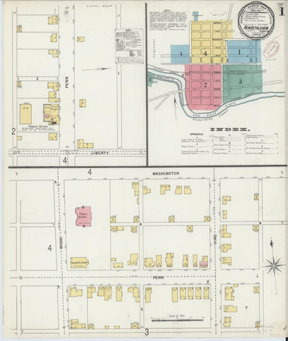 Sanborn Fire Insurance Map from New Bethlehem, Clarion County, Pennsylvania (1899), Sheet #0001 - Historic Sanborn Fire Insurance Map Print, vintage old map wall art, antique decor, genealogy gift, Pennsylvania Pennsylvania map