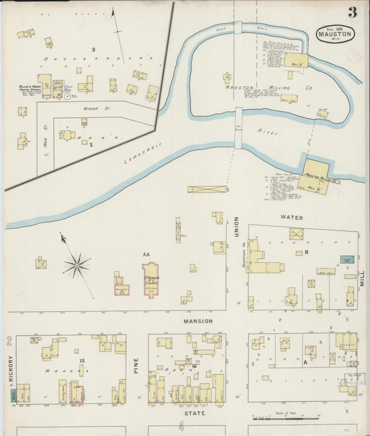 Sanborn Fire Insurance Map from Mauston, Juneau County, Wisconsin (1894), Sheet #0003 - Historic Sanborn Fire Insurance Map Print, vintage old map wall art, antique decor, genealogy gift, Wisconsin Wisconsin map