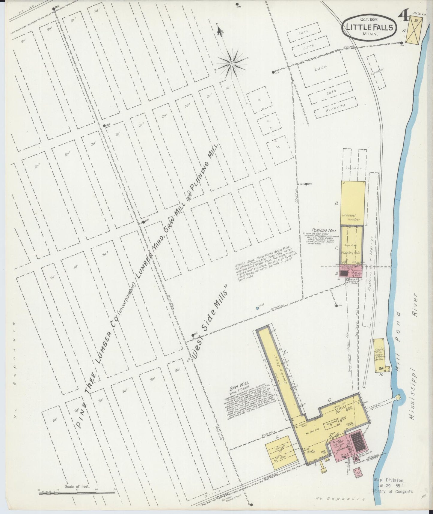 Sanborn Fire Insurance Map from Little Falls, Morrison County, Minnesota (1892), Sheet #0004 - Complete Map Set gallery image, historic Sanborn map, vintage wall art, Minnesota Minnesota