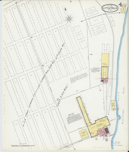 Sanborn Fire Insurance Map from Little Falls, Morrison County, Minnesota (1892), Sheet #0004 - Complete Map Set gallery image, historic Sanborn map, vintage wall art, Minnesota Minnesota