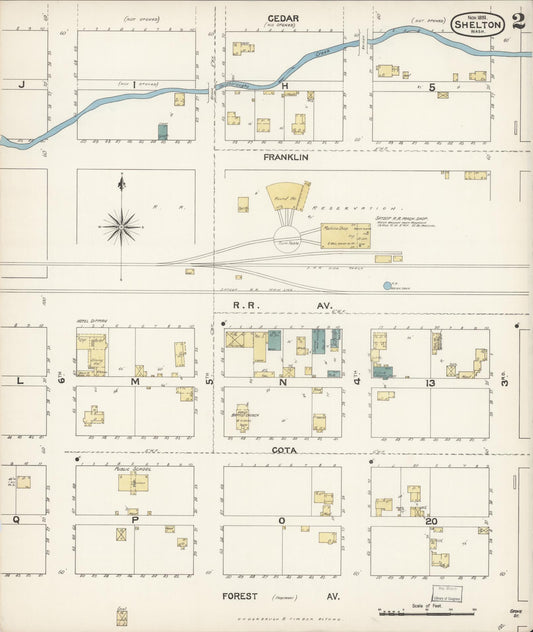 Sanborn Fire Insurance Map from Shelton, Mason County, Washington (1893), Sheet #0002 - Historic Sanborn Fire Insurance Map Print, vintage old map wall art, antique decor, genealogy gift, Washington Washington map