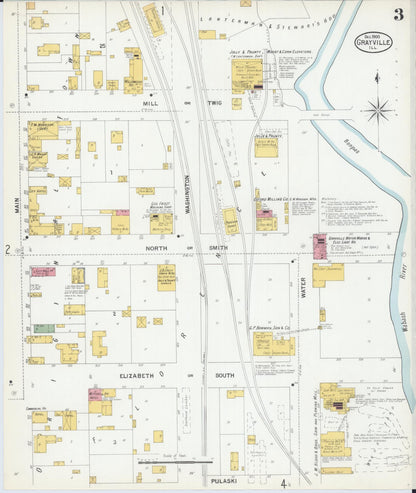 Sanborn Fire Insurance Map from Grayville, White And Edwards Counties, Illinois (1900), Sheet #0003 - Historic Sanborn Fire Insurance Map Print, vintage old map wall art, antique decor, genealogy gift, Illinois Illinois map