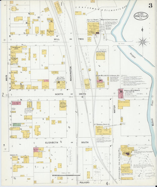 Sanborn Fire Insurance Map from Grayville, White And Edwards Counties, Illinois (1900), Sheet #0003 - Historic Sanborn Fire Insurance Map Print, vintage old map wall art, antique decor, genealogy gift, Illinois Illinois map