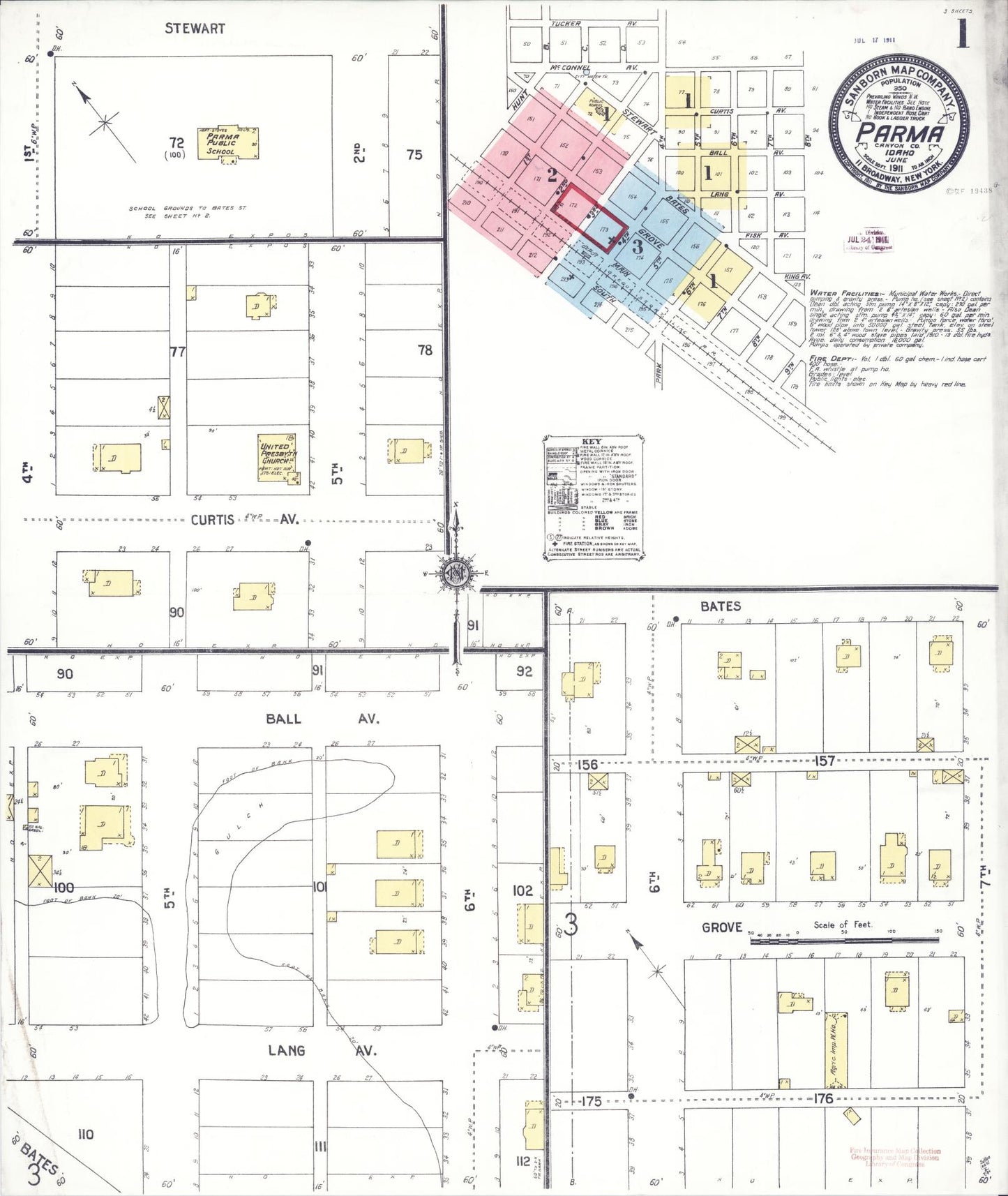 Sanborn Fire Insurance Map from Parma, Canyon County, Idaho (1911), Sheet #0001 - Complete Map Set gallery image, historic Sanborn map, vintage wall art, Idaho Idaho