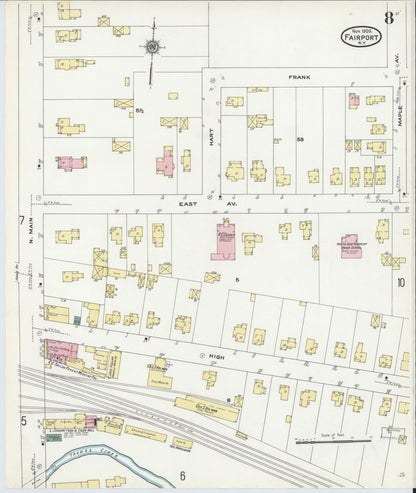 Sanborn Fire Insurance Map from Fairport, Monroe County, New York (1909), Sheet #0008 - Complete Map Set gallery image, historic Sanborn map, vintage wall art, New York New York