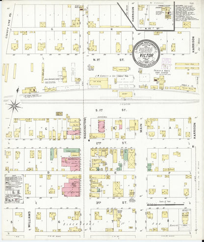 Sanborn Fire Insurance Map from Victor, Iowa County, Iowa (1902), Sheet #0001 - Historic Sanborn Fire Insurance Map Print, vintage old map wall art