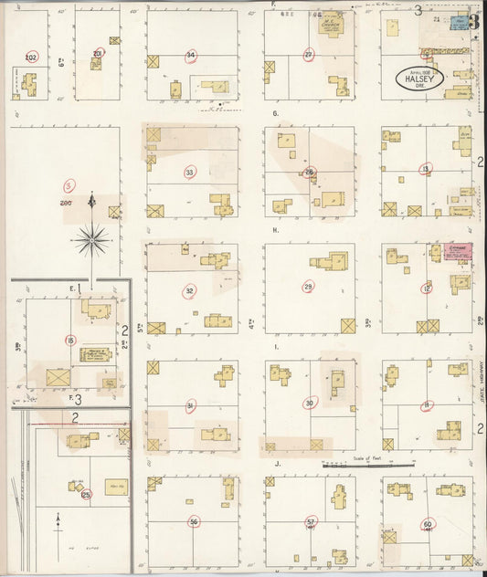Sanborn Fire Insurance Map from Halsey, Linn County, Oregon (1931), Sheet #0003 - Historic Sanborn Fire Insurance Map Print, vintage old map wall art, antique decor, genealogy gift, Oregon Oregon map