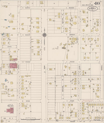 Sanborn Fire Insurance Map from Glendale, Los Angeles County, California (1919), Sheet #0040 - Complete Map Set gallery image, historic Sanborn map, vintage wall art, California California
