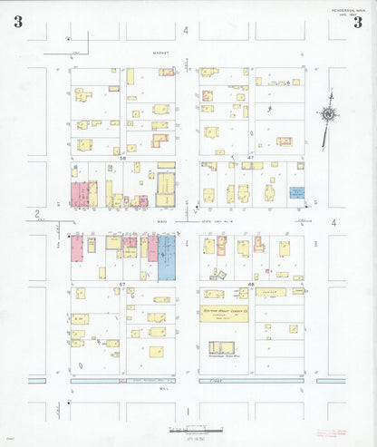Sanborn Fire Insurance Map from Henderson, Sibley County, Minnesota (1947), Sheet #0003 - Historic Sanborn Fire Insurance Map Print, vintage old map wall art, antique decor, genealogy gift, Minnesota Minnesota map