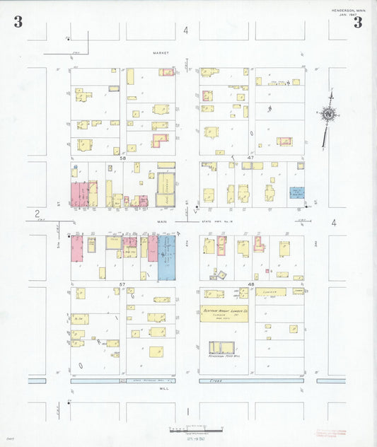 Sanborn Fire Insurance Map from Henderson, Sibley County, Minnesota (1947), Sheet #0003 - Historic Sanborn Fire Insurance Map Print, vintage old map wall art, antique decor, genealogy gift, Minnesota Minnesota map