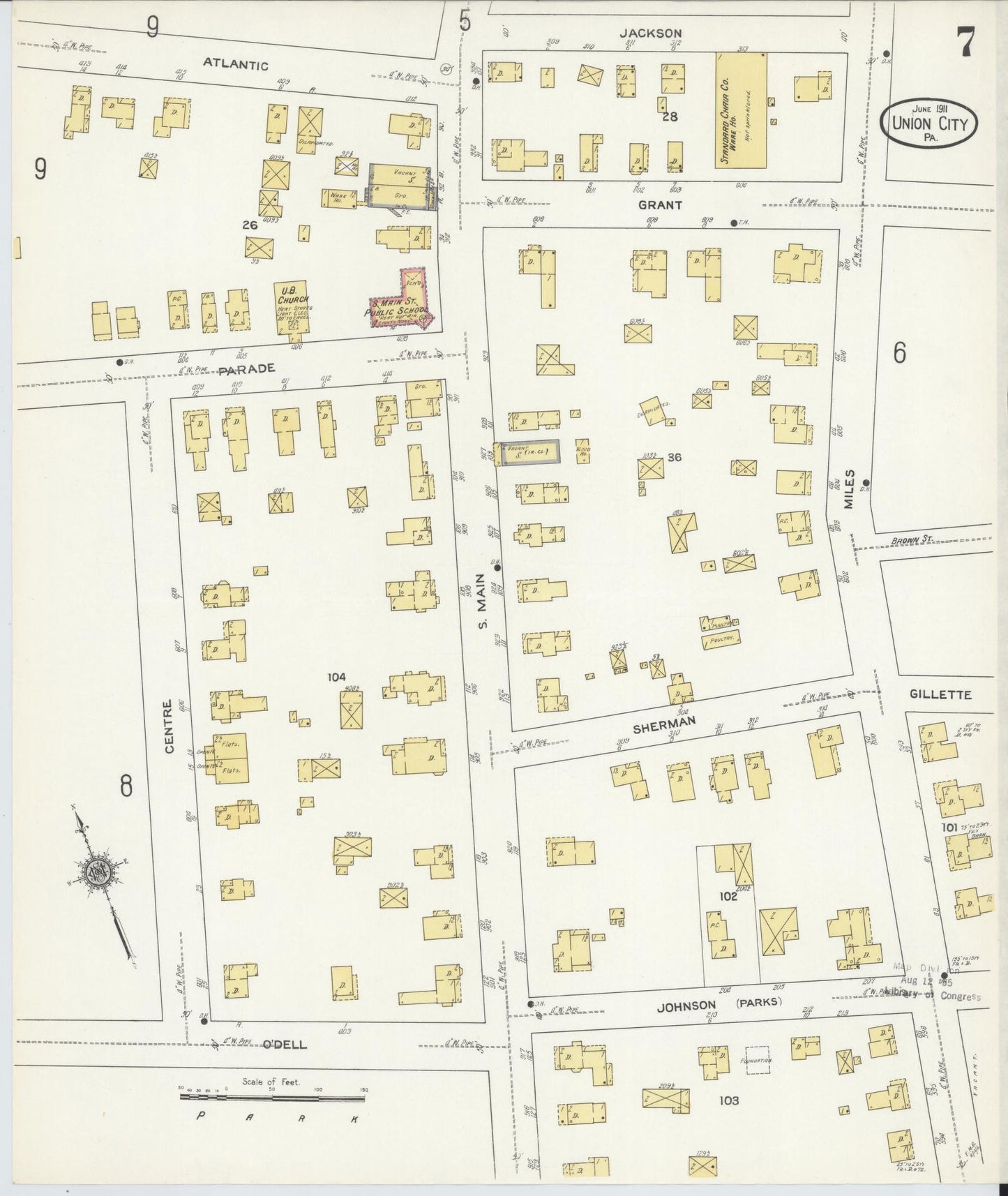 Sanborn Fire Insurance Map from Union City, Erie County, Pennsylvania (1911), Sheet #0007 - Complete Map Set gallery image, historic Sanborn map, vintage wall art, Pennsylvania Pennsylvania