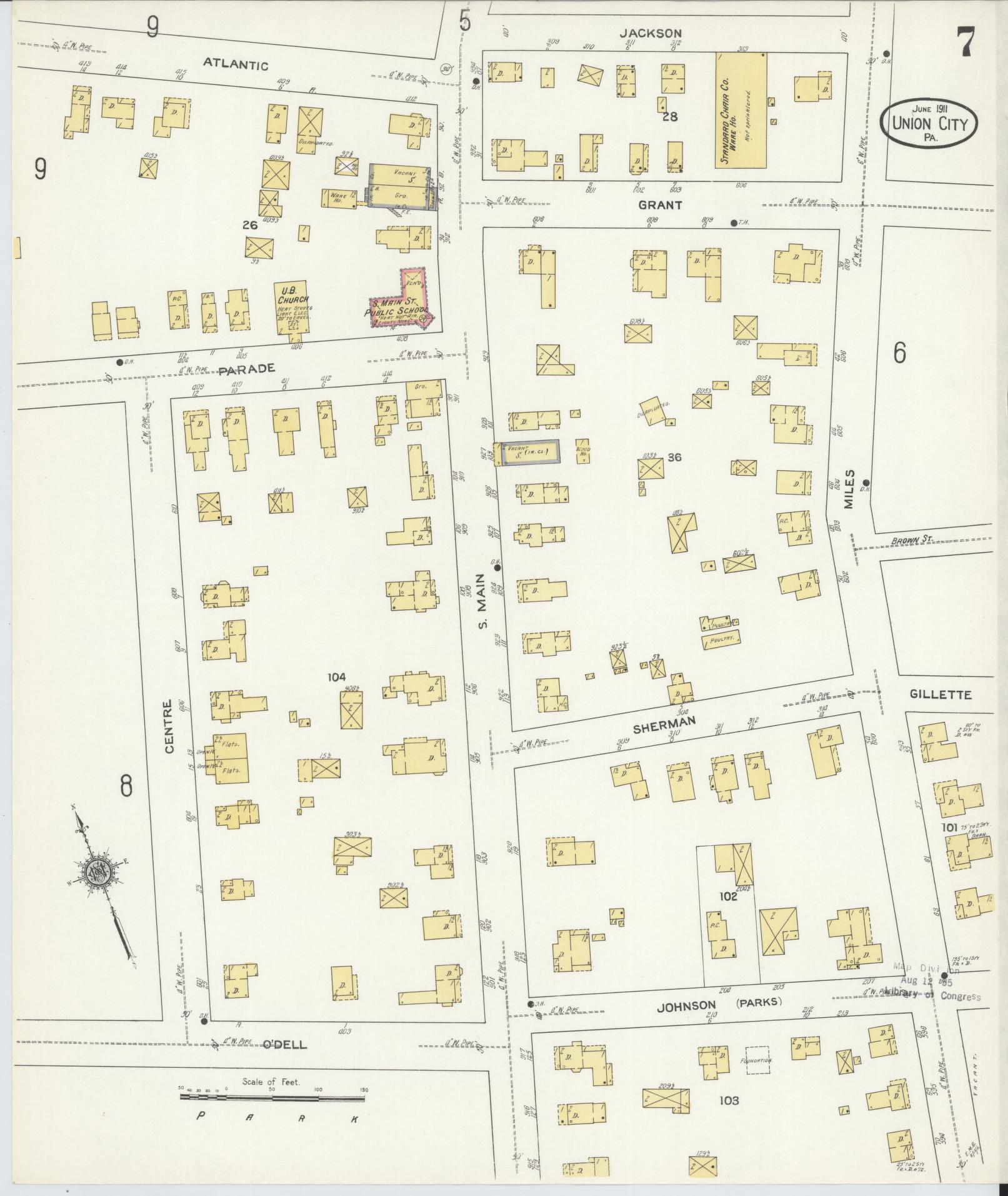 Sanborn Fire Insurance Map from Union City, Erie County, Pennsylvania (1911), Sheet #0007 - Complete Map Set gallery image, historic Sanborn map, vintage wall art, Pennsylvania Pennsylvania