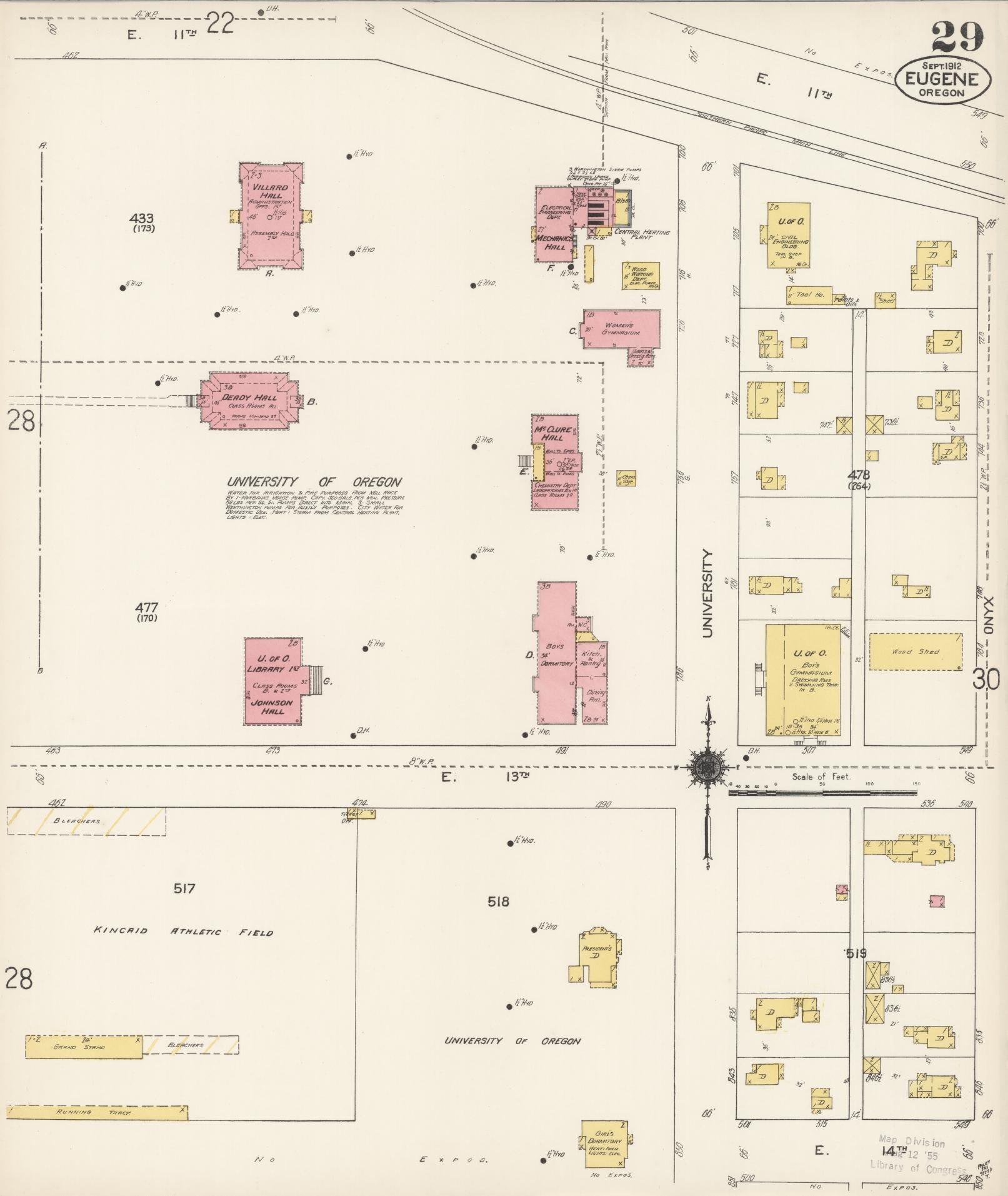 Sanborn Fire Insurance Map from Eugene, Lane County, Oregon (1912), Sheet #0029 - Historic Sanborn Fire Insurance Map Print, vintage old map wall art, antique decor, genealogy gift, Oregon Oregon map