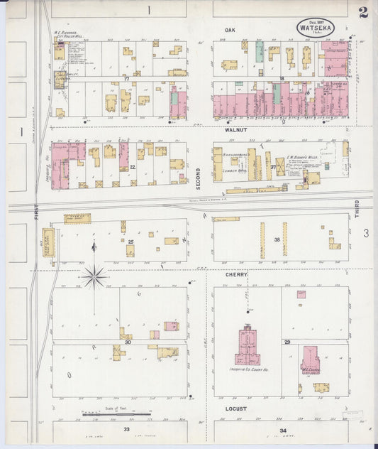 Sanborn Fire Insurance Map from Watseka, Iroquois County, Illinois (1897), Sheet #0002 - Historic Sanborn Fire Insurance Map Print, vintage old map wall art, antique decor, genealogy gift, Illinois Illinois map