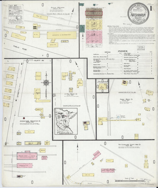 Sanborn Fire Insurance Map from Nashwauk, Itasca County, Minnesota (1921), Sheet #0001 - Historic Sanborn Fire Insurance Map Print, vintage old map wall art, antique decor, genealogy gift, Minnesota Minnesota map