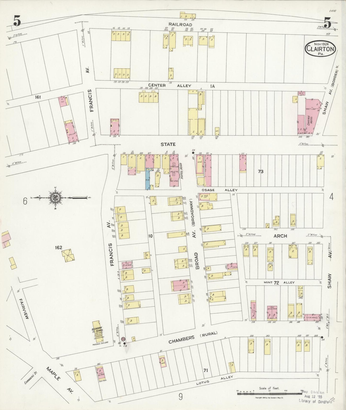 Sanborn Fire Insurance Map from Clairton, Allegheny County, Pennsylvania (1924), Sheet #0005 - Historic Sanborn Fire Insurance Map Print, vintage old map wall art, antique decor, genealogy gift, Pennsylvania Pennsylvania map