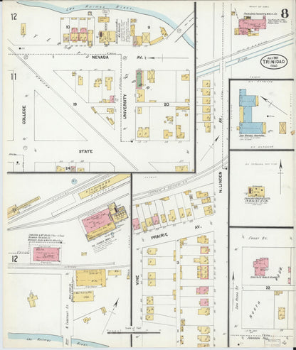 Sanborn Fire Insurance Map from Trinidad, Las Animas County, Colorado (1901), Sheet #0008 - Complete Map Set gallery image, historic Sanborn map, vintage wall art, Colorado Colorado
