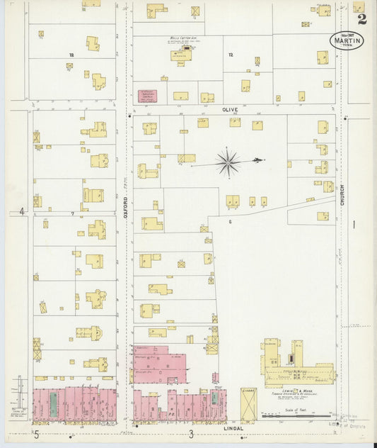 Sanborn Fire Insurance Map from Martin, Weakley County, Tennessee (1907), Sheet #0002 - Historic Sanborn Fire Insurance Map Print, vintage old map wall art, antique decor, genealogy gift, Tennessee Tennessee map